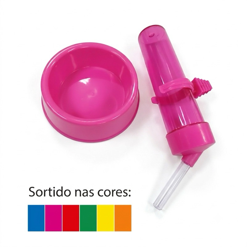 Kit Comedouro e Bebedouro para Hamster e Roedores 80ml + 60ml Colors