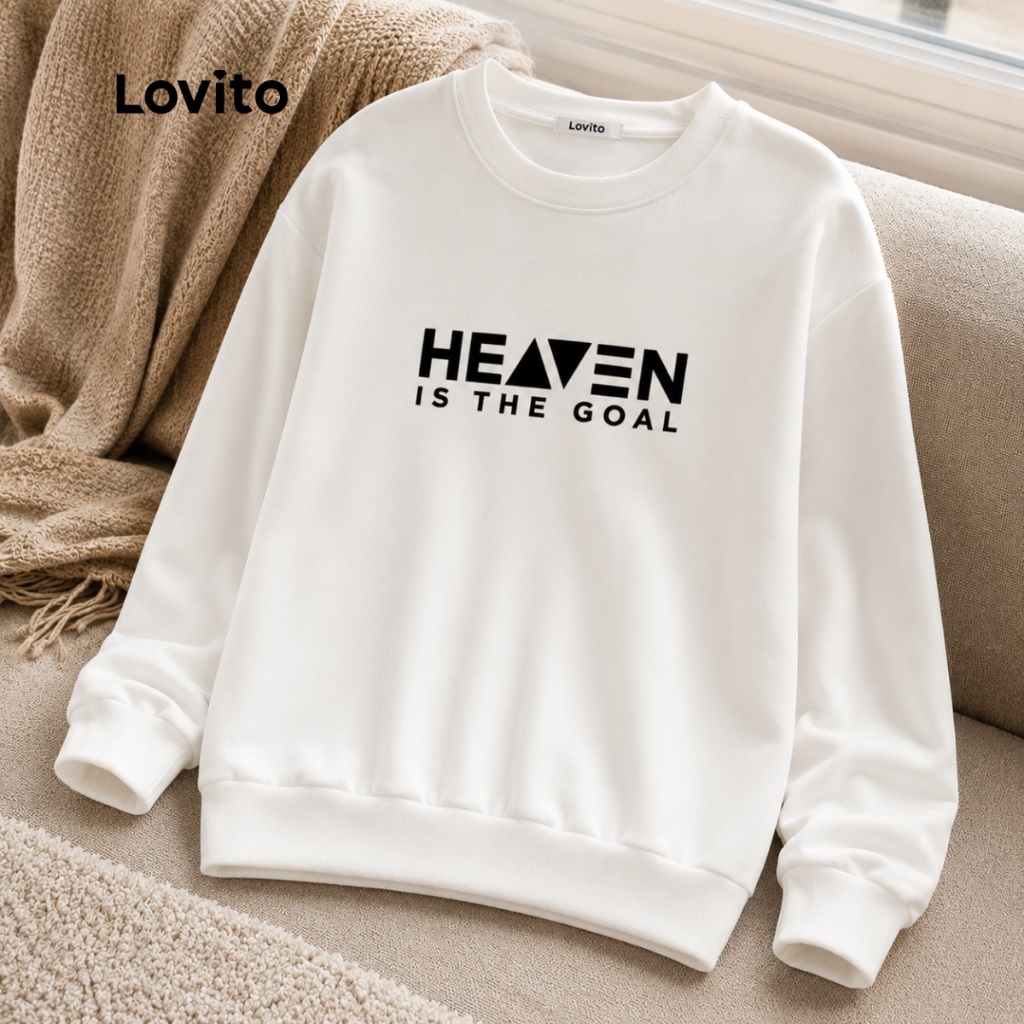Lovito Moletom Feminino Inverno Cristão Heaven is The Goal SRB18411871