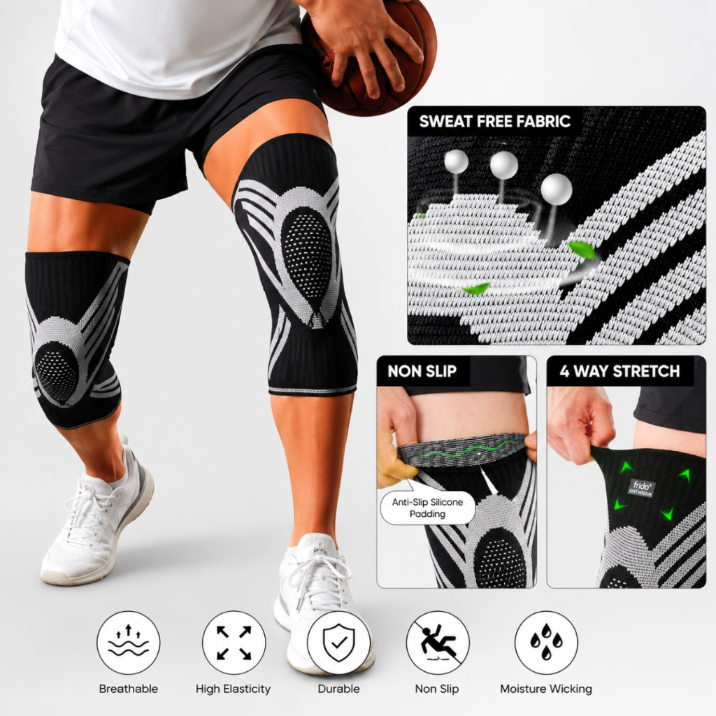 Joelheira Compressiva Para Dor No Joelho Academia Corrida Crossfit Futebol Ligamento Menisco Tendinite