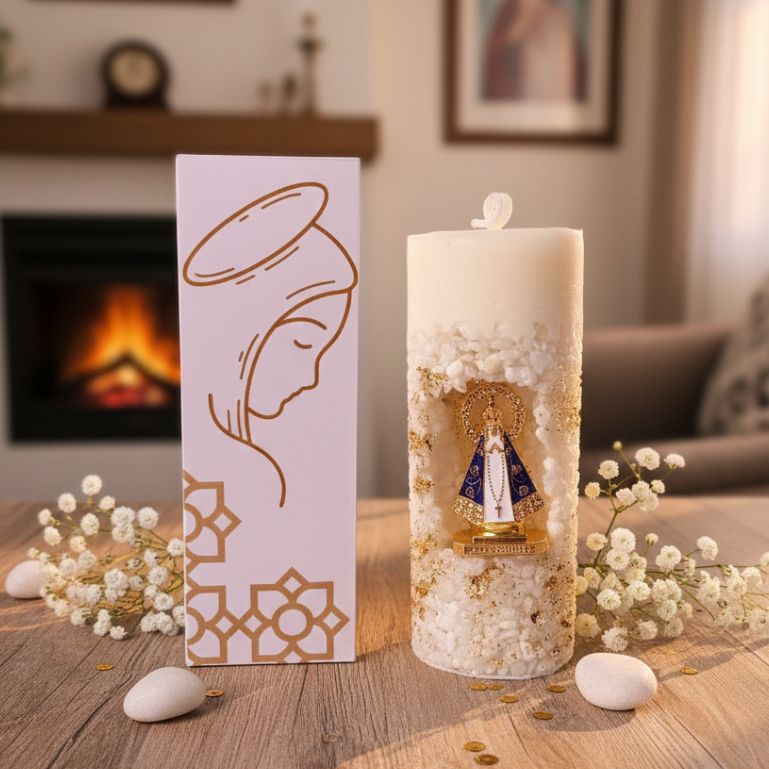 Vela Oratoria - RARA CALMA - Nossa Senhora Aparecida - branca - vela aromatica