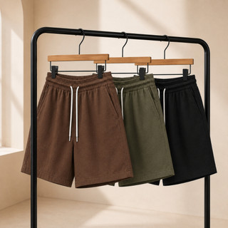 Kit 3 Bermudas Masculinas Short Casual Linho Misto Algodão Cós Elástico Cordão Bolsos Dia Dia