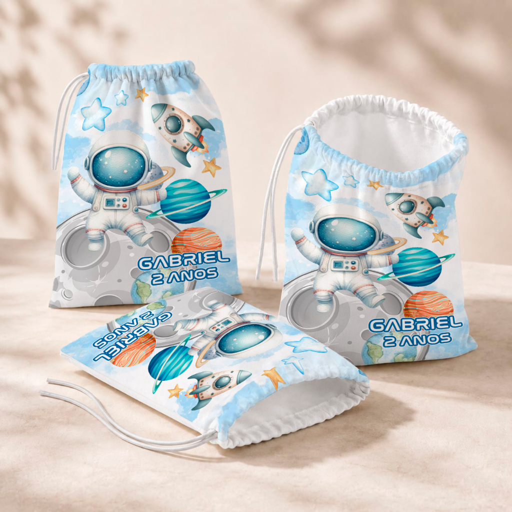 20 Sacolinhas Personalizada Festa Infantil 18x26 Aniversário Lembrancinha Astronauta M4