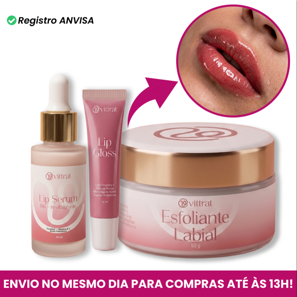 Kit Hydra Gloss Lips Vittrat Completo Tratamento Labial Ácido Hialurônico