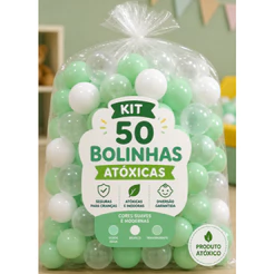 50 Bolinhas de Piscina 71mm Verde Água Branco Transparente Bolinhas Atóxicas