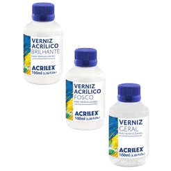 Verniz Acrílico Brilhante/Fosco/Geral Acrilex 100ml | Ideal para Madeira MDF e Cerâmica