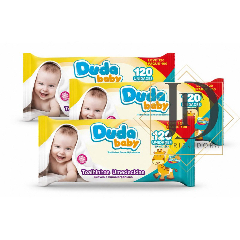 Caixa Com 360 Toalhas Umedecida Duda Baby (pacote com 120 toalhinhas)DUDA BABY
