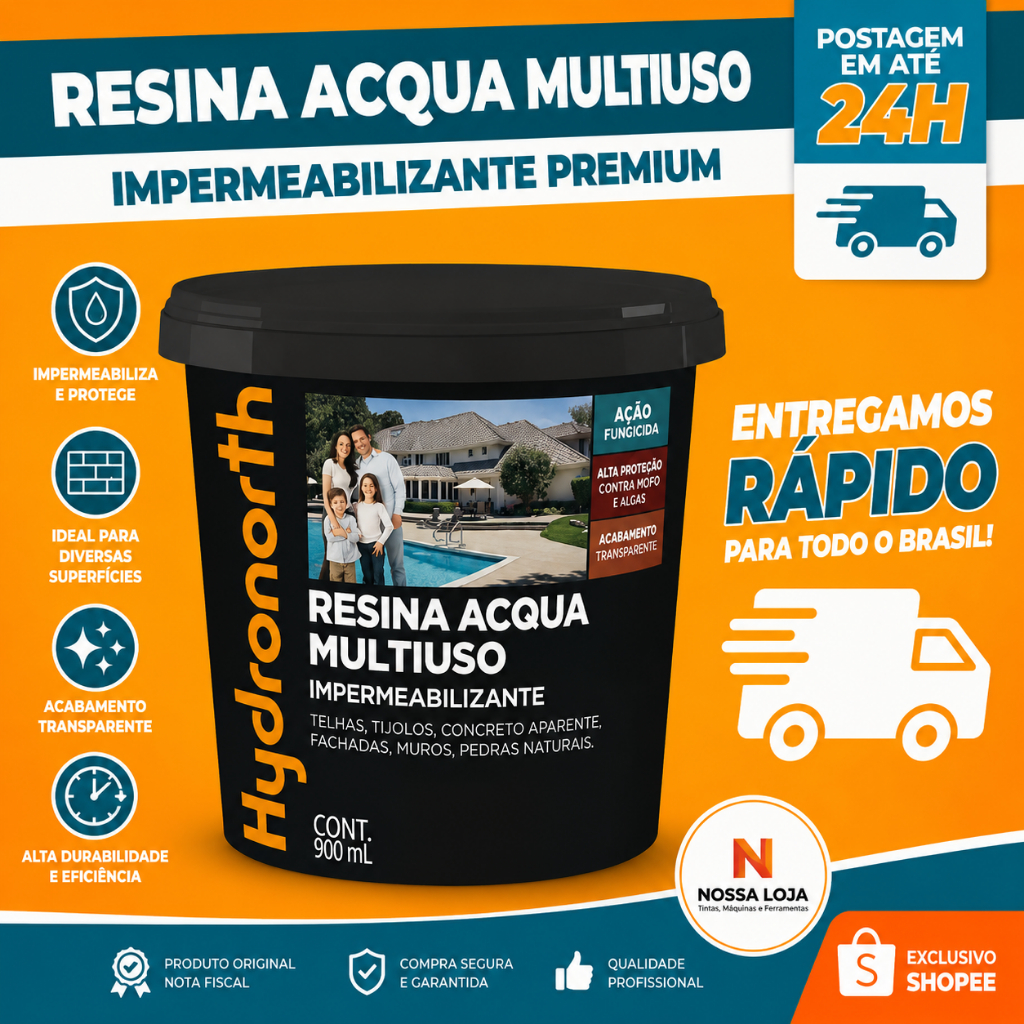 Resina Multiuso Base Água Cor Incolor 0,9L Hydronorth