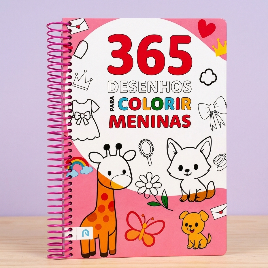 365 Desenhos para Meninas Espiral Livro de Pintura Infantil Educativo