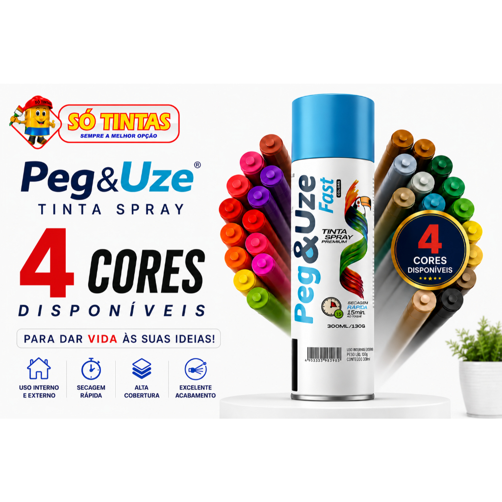 Tinta Spray Para Escapamento Motor Churrasqueira Alta Temperatura Peg&Uze 300ml Até 600 Graus