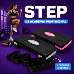 Step Academia 3 Níveis Treino Regulagem Altura Profissional até 150kg Regulável Ajustável Aeróbico