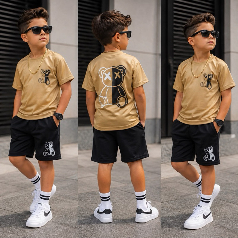 Conjunto Infantil Juvenil Menino Verão Dry Fit Estiloso Blogueirinho 4 ao 14