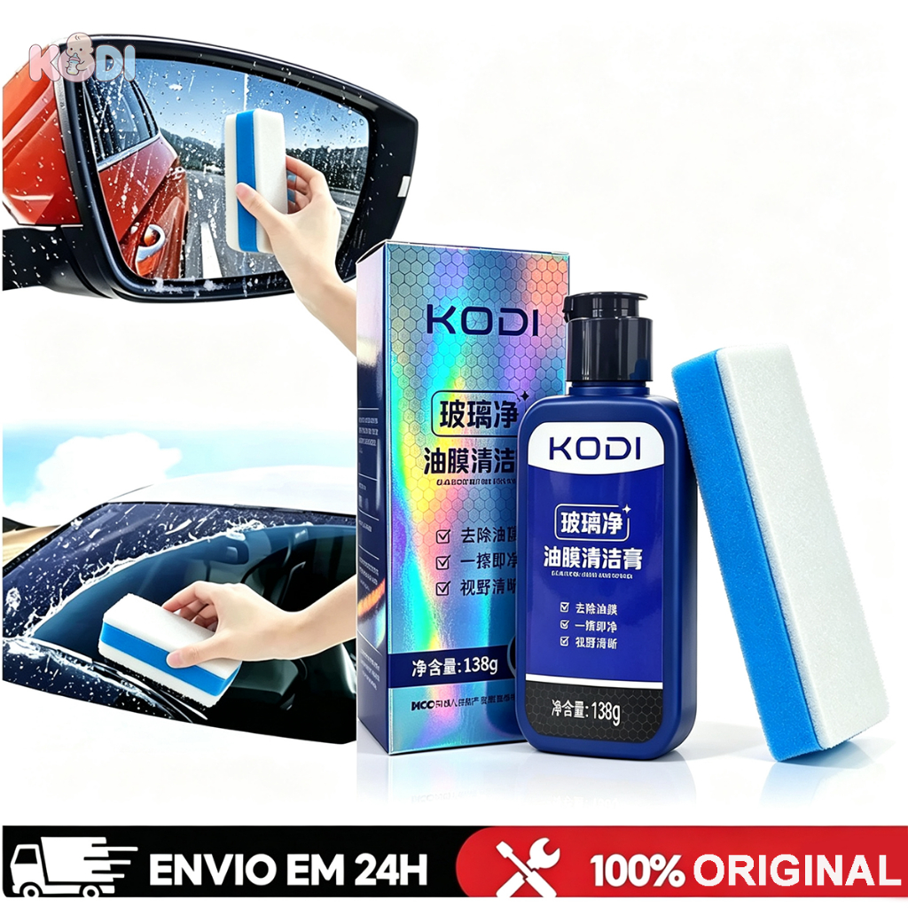 Limpador de Vidro Automotivo 2 em 1 com Aplicador 120ml Limpa Para-brisa Espelho Carro -E7