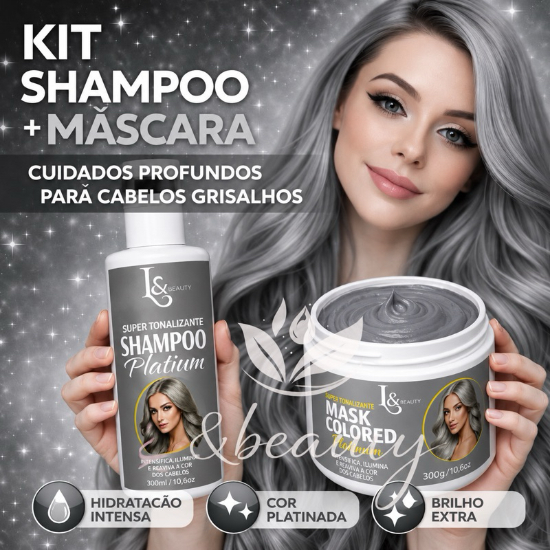 Kit Máscara E Shampoo Tonalizante Grisalhos L&beauty Sem Amônia