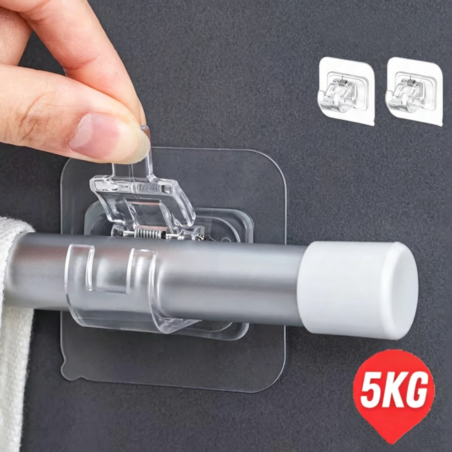 2/4/8pcs Ganchos Autoadesivos Para Suporte Para Barra de Cortina Adesivo Instalação Sem Pregos e Ajuste