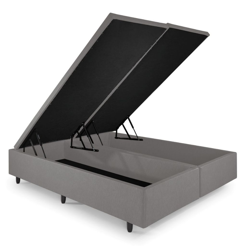 Base Box Baú King 193x203x42cm Courino Linho Cinza · foto 2