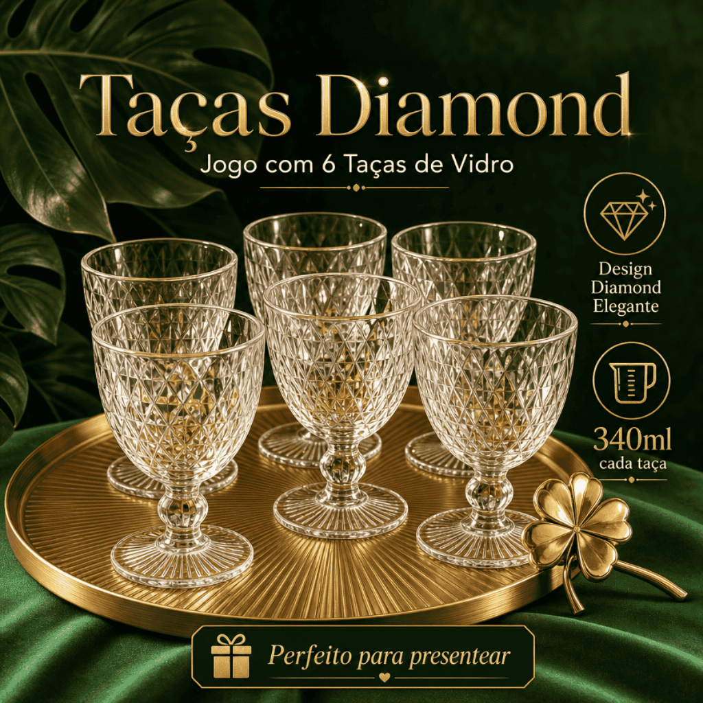 Jogo 6 Taças de Vidro Diamond 340ML