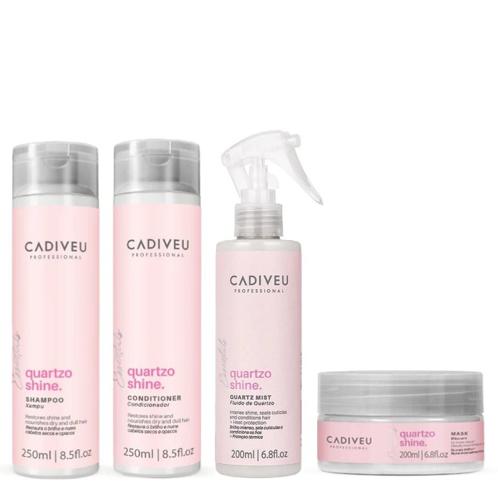 Cadiveu Kit Quartzo Shine Shampoo + Condicionador + Máscara e Fluído