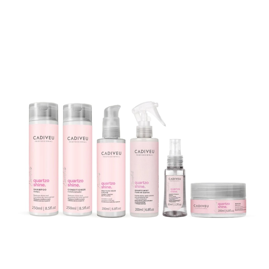 Cadiveu Kit Quartzo Shine Shampoo + Condicionador + Máscara+ Proteína + Fluído e Óleo