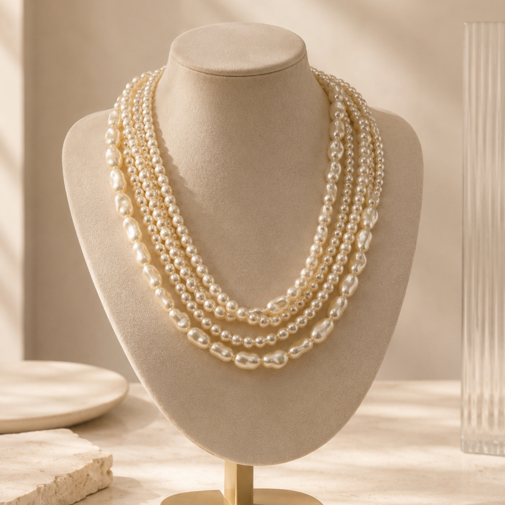 Colar de Pérolas Feminino Elegante | Pérolas Orgânicas ou Torcido | Luxo Clássico para Festas e Dia a Dia