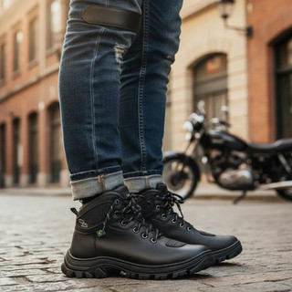 Bota Motoqueiro Coturno Couro Legítimo Motoboy Húron