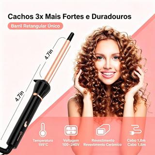 Modelador de cachos de cerâmica – Cachos Duradouros com Proteção e Aquecimento Rápido 9mm Wand Cerâmico para