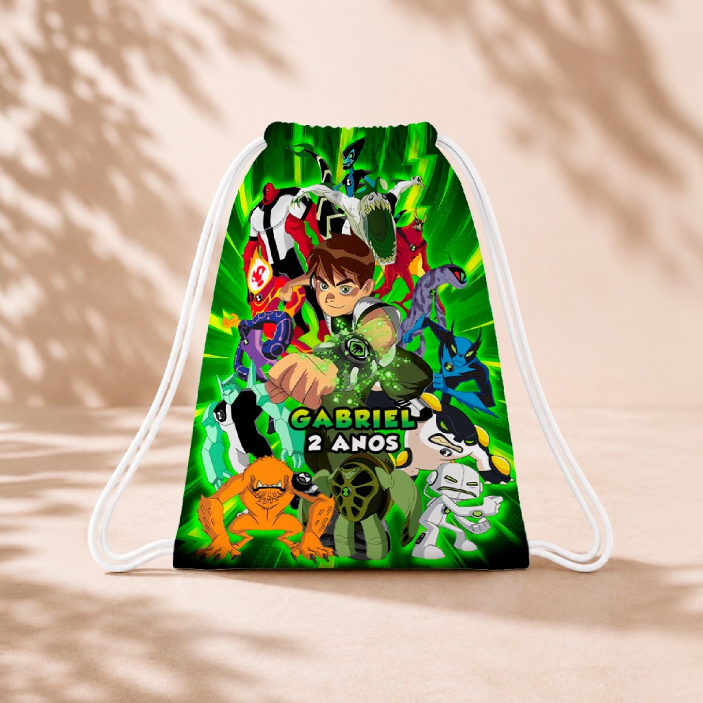 10 Mochila Personalizada Infantil 18x26 Sacolinhas Surpresa Festa Aniversário Lembrancinha Ben 10 M1