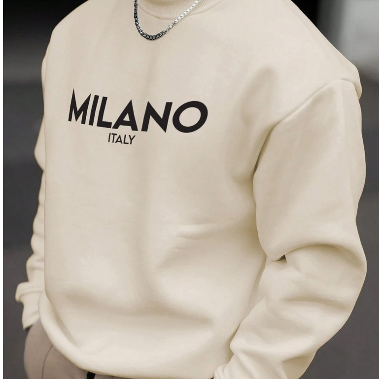 Moletom  Masculino Milano Blusa De Frio Gola Redonda Estampado