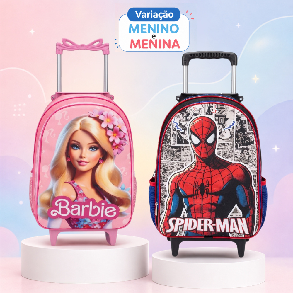 Mochila Rodinha Infantil Masculina Feminina Escolar - Reforçada