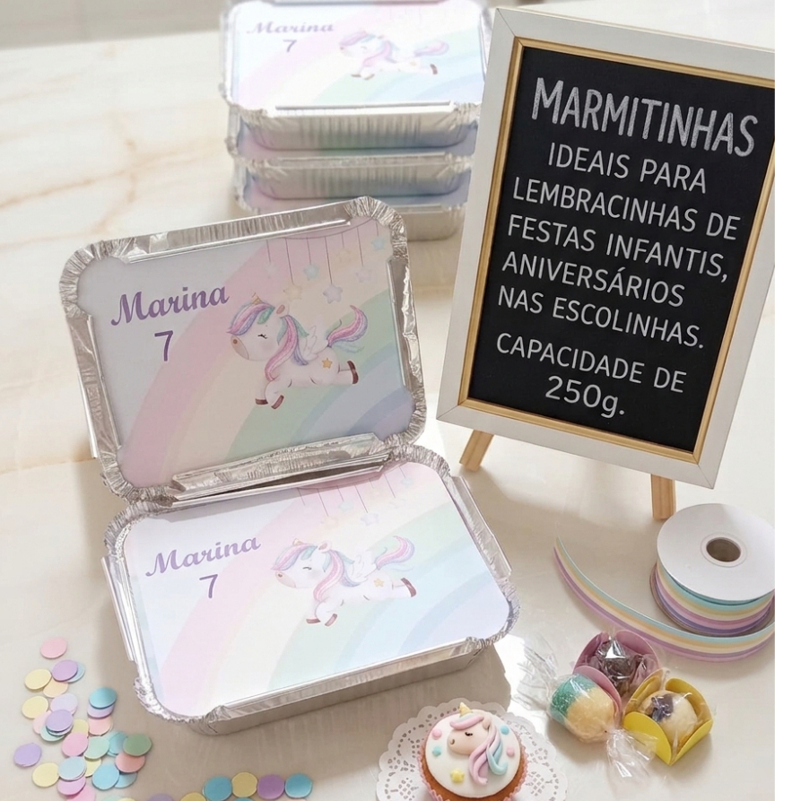 MARMITINHA UNICÓRNIO AQUARELA  PERSONALIZADA / LEMBRANCINHA DE  FESTA ANIVERSÁRIO