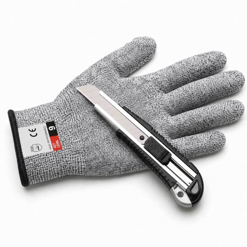 Par Luva Cinza Anticorte Cut Level 9 Manuseio Ferramentas Aplicação Envelopamento Adesivo Película Automotiva PPF Vinil
