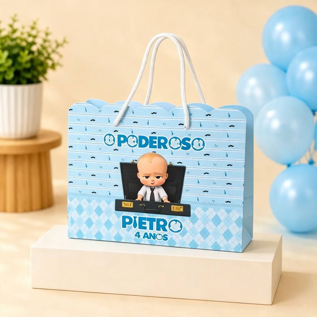 Sacolas personalizadas MONTE EM CASA no tema O Poderoso Chefinho - Lembrancinha - Aniversario infantil - kit festa