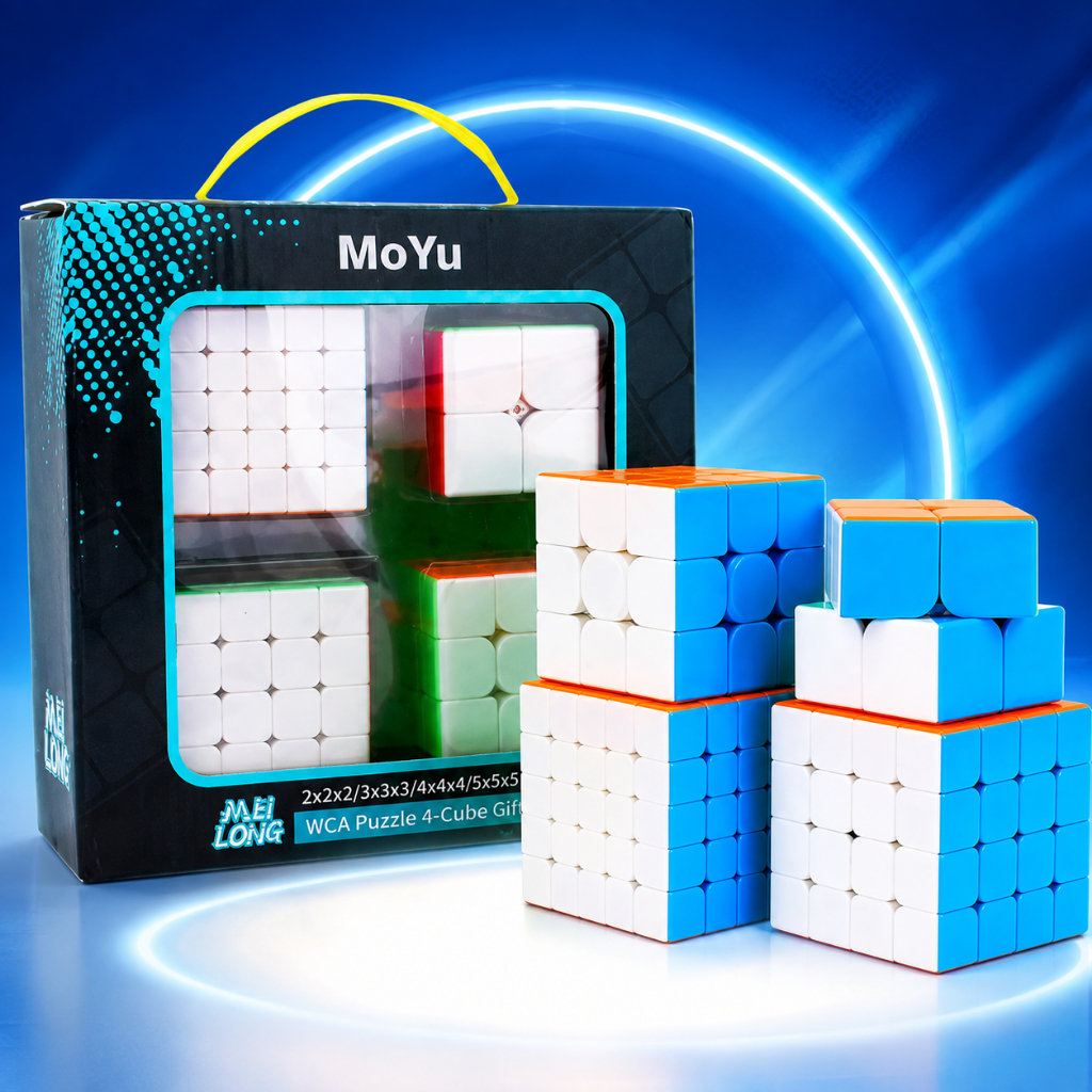 Kit Cubo Mágico 4 Peças 2x2 3x3 4x4 5x5 MoYu Profissional Speed Cube Quebra-Cabeça
