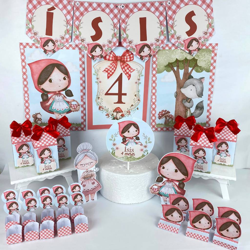 Kit festa só um bolinho Chapeuzinho Vermelho Cute  Lembrancinha caixinhas personalizados aniversário