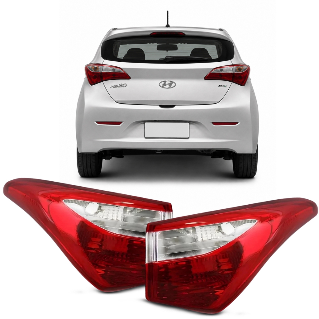 Lanterna Traseira HB20 Hatch 2012 a 2016 Bicolor Cristal de Canto