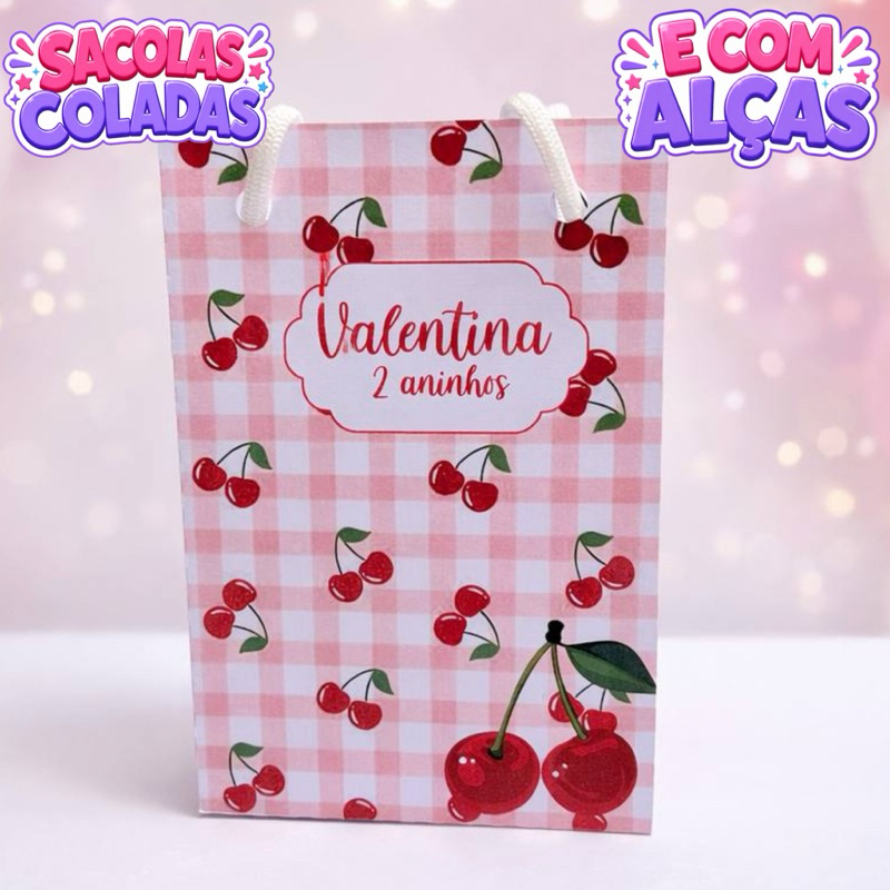 Sacolinha Cerejinha Personalizados/Lembrancinha de Festa/Aniversário/Lembrancinha Festa Infantil