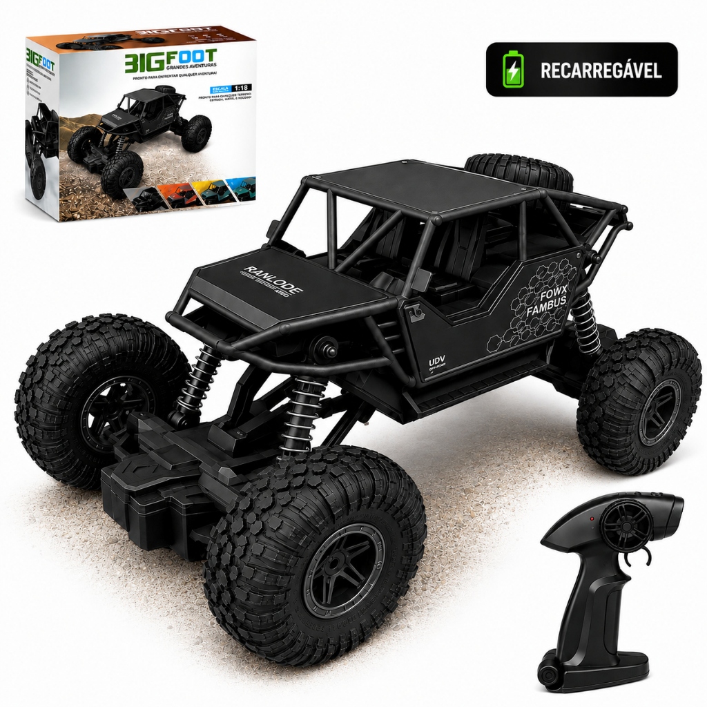 Carrinho Controle Remoto Monster Recarregavel Carro Brinquedo Infantil Infantil