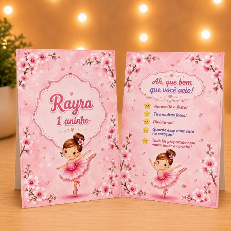 Kit Plaquinha de Mesa Bailarina Rosa Personalizada | Centro de Mesa | Decoração | Lembrancinha | Aniversário