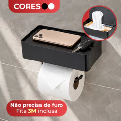 Porta Lenço Papel Higiênico Celular 3 Em 1 Fixação Fita Dupla Face 3M Arthi