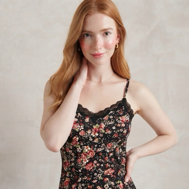 Regata Feminina Floral de Alcinha com Renda | Blusa Canelada Estampada Casual Verão Confortável Moda Feminina