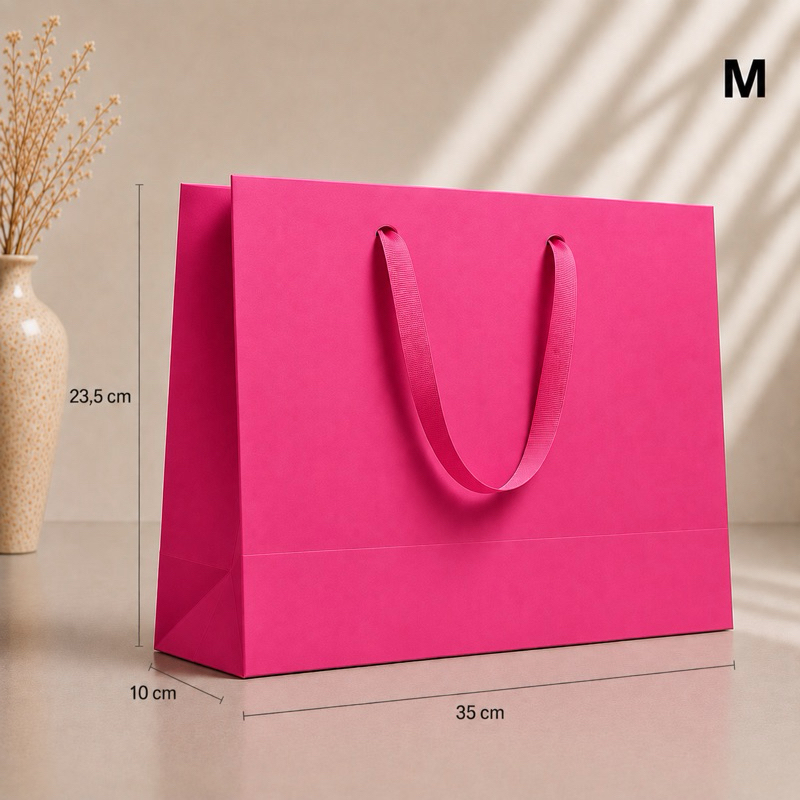 Sacola Offset Premium 180g – 35x23,5x10cm Tamanho M | Pacote com 10 Unidades rosa pink
