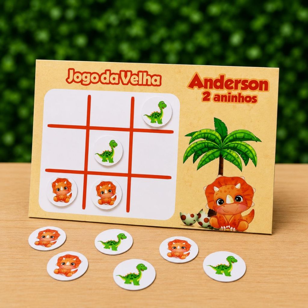 Lembrancinha Jogo da Velha Personalizada Dinossauro Baby  / Lembrancinha de Aniversário Personalizada /  Dinossauro Baby