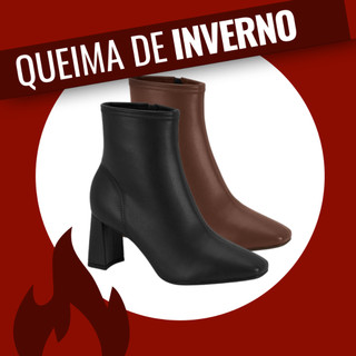 Bota Feminina Cano Curto Salto Bloco Beira Rio Coturno Salto Médio Confortável Macia Tendência