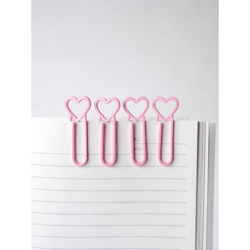 Kit Clipes Decorativos Coração para Agenda, Lembrança, Enfeite, Papelaria, Marca Páginas, Lembranças *ROSA BEBE*