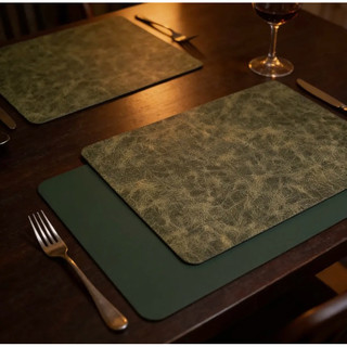 Jogo Americano Couro Verde dupla face para Mesa Posta – Sousplat/Toalha de Mesa Decorativa
