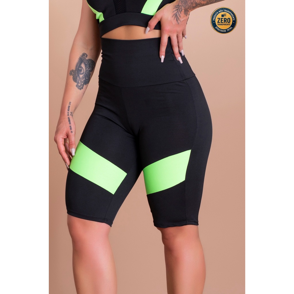 Bermuda Feminina Fitness Ciclista Detalhe Perna Academia Moda Treino ZERO TRANSPARÊNCIA