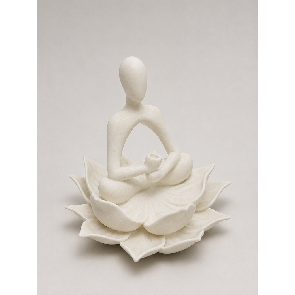 Imagem Porta Incenso Decorativo Flor de Lótus Estátua Meditativa Yoga e Decoração Zen
