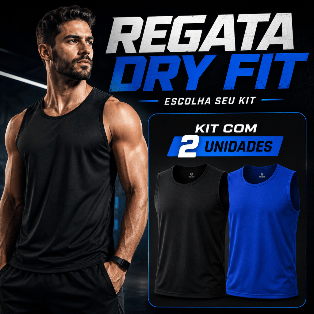 Kit 2 Regata Dry Fit Masculino Academia Corrida Praia Piscina Casual Treino