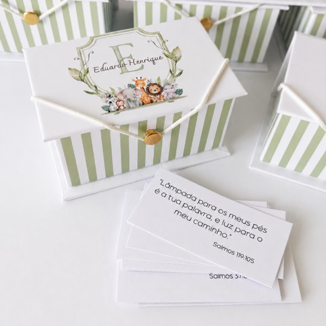 Lembrancinha safari lembrancinha caixinha de versículos personalizada, aniversário, batizado, maternidade
