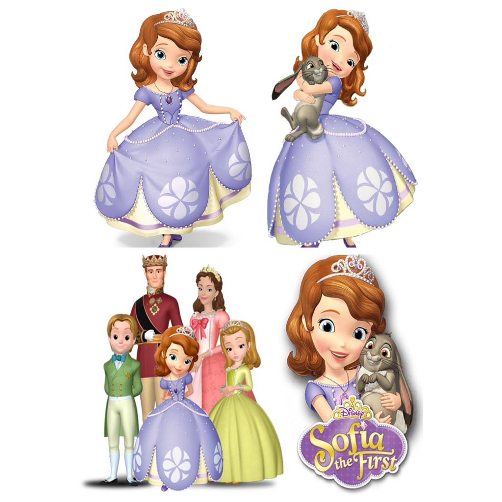 Kit de Display 4 de 20cm Totens para Decoração de Festa Princesa Sofia em MDF