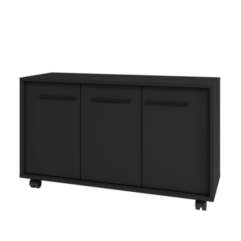 Balcão Para Escritório 3 Portas, MDP, Rodízios 40mm, Home Office BRV Móveis